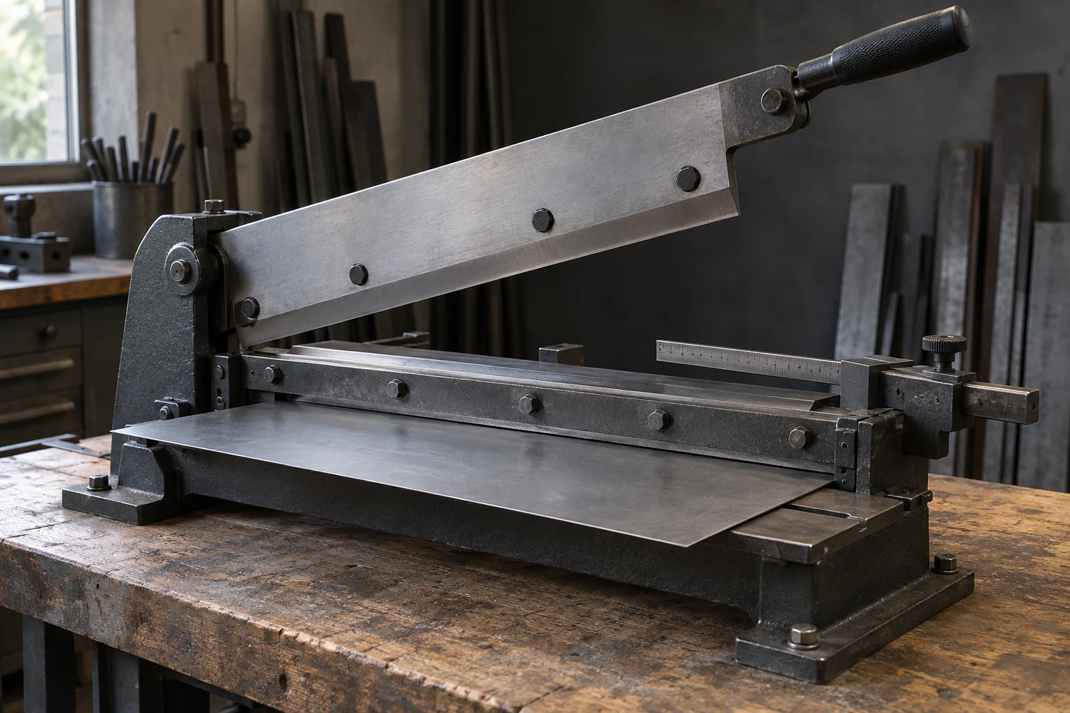 Cisaille guillotine : couper droit la tôle sans la déformer