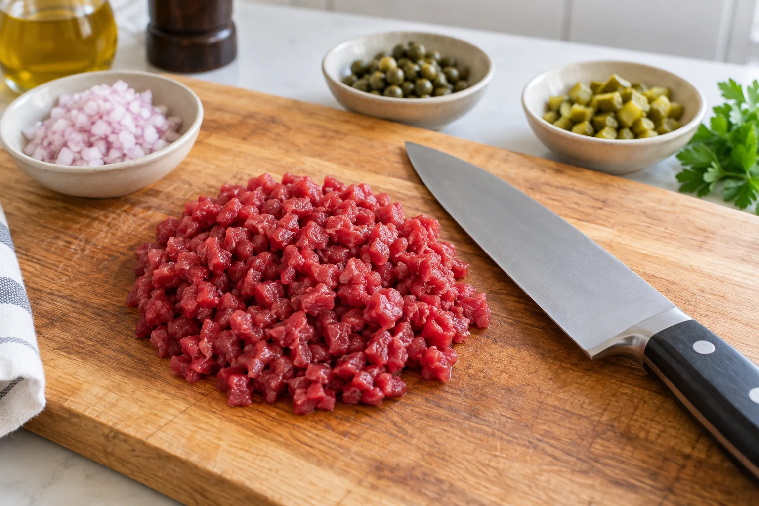 Tartare de bœuf au couteau : une coupe nette, sans hacher